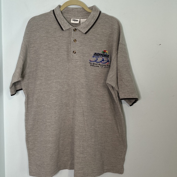 Vintage Pro Edge Daytona 500 The Great American Race 2001 Gray Polo Size Large - Picture 1 of 4